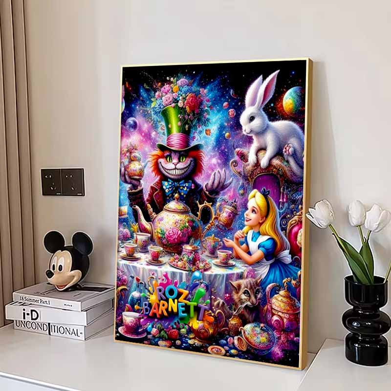 Disney 5D DIY Алмазная живопись Алиса в Стране чудес Безумное чаепитие Психоделическая иллюстрация Вышитая мозаика Вышивка крестом Домашний декор Подарок Поделка