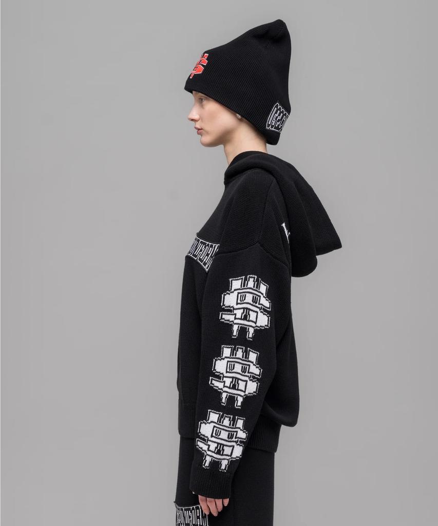 032Ssi (U) One Dollar Bill Knit Hoodie Black