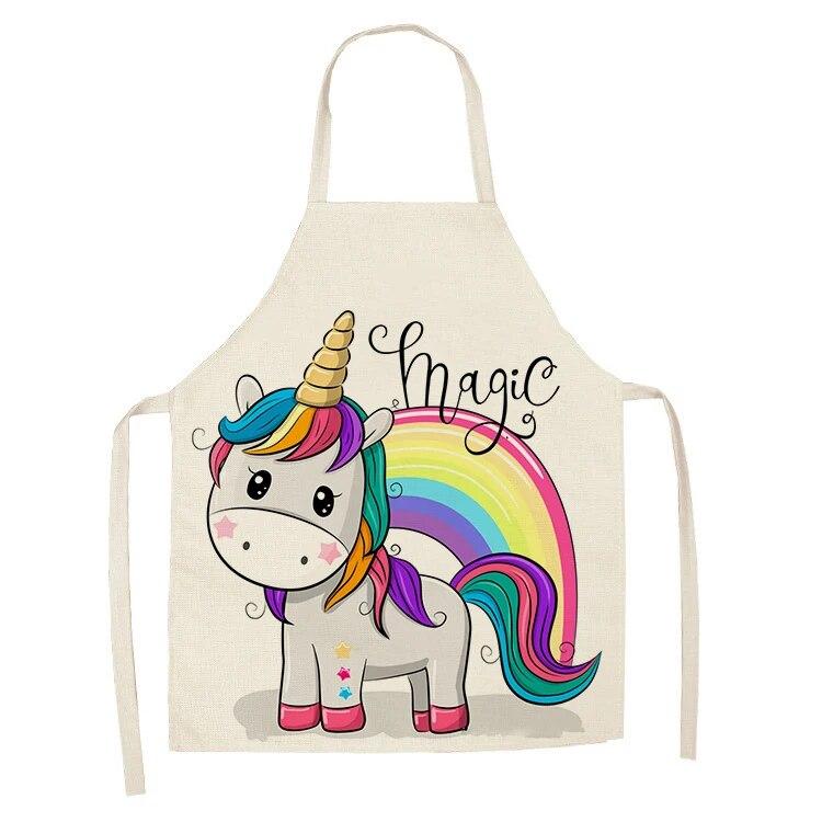 Кухонный фартук с мультяшным единорогом и музыкальным принтом, хлопковый льняной фартук без рукавов для мужчин и женщин, бытовые чистящие средства