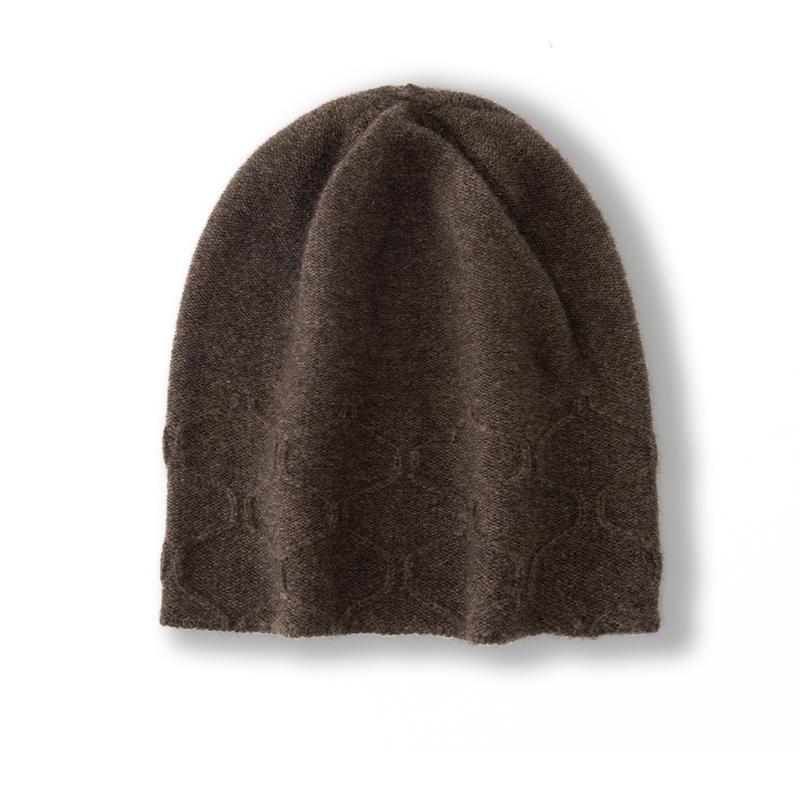 Женская шапка-бини из 100% чистого кашемира, геометрический вязаный узор, зимняя теплая мягкая шапка-бини, аксессуар для холодной погоды