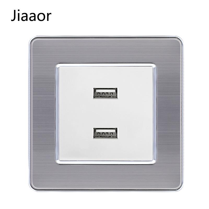 Европейский стандарт 86 тип Панель из нержавеющей стали для двойного выключателя и розетки с USB-C, Немецкий стиль, Встраиваемый настенный монтаж.
