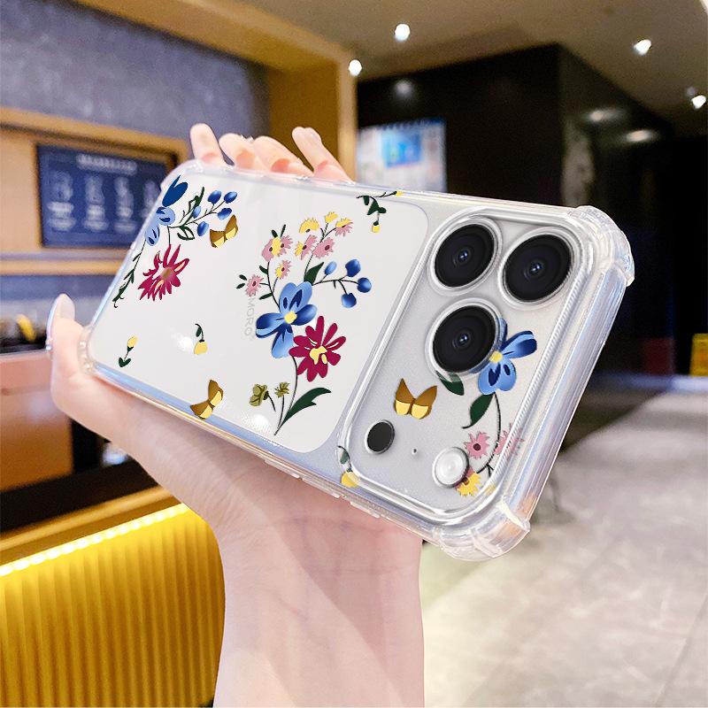 Ретро-цветы Яблоко 17promax чехол для мобильного телефона полный охват четырех углов противоударный прозрачный чехол iPhone15 мягкий чехол