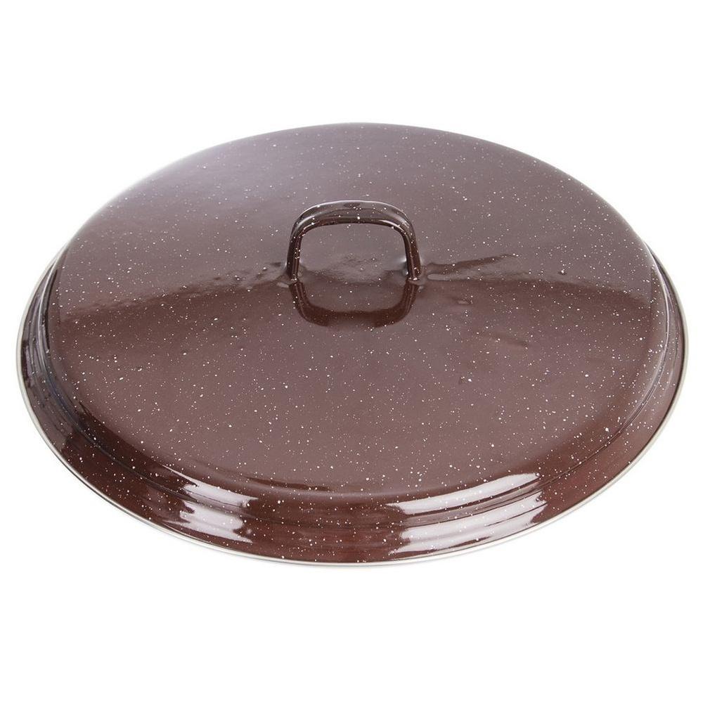 Orion 32 cm Brown Enameled Steel Cookware Lid with Speckled Beige Decor