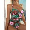 Women's One-Piece Fashion Sexy Print Bikini Beach Swimsuit (With Chest Pad No Steel Bracket)