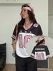 Women'S Summer Streetwear Couple Same Style Casual V-Neck Letter Graphic T-Shirts Oversized Casual Sportwear Jersey T-Shirt