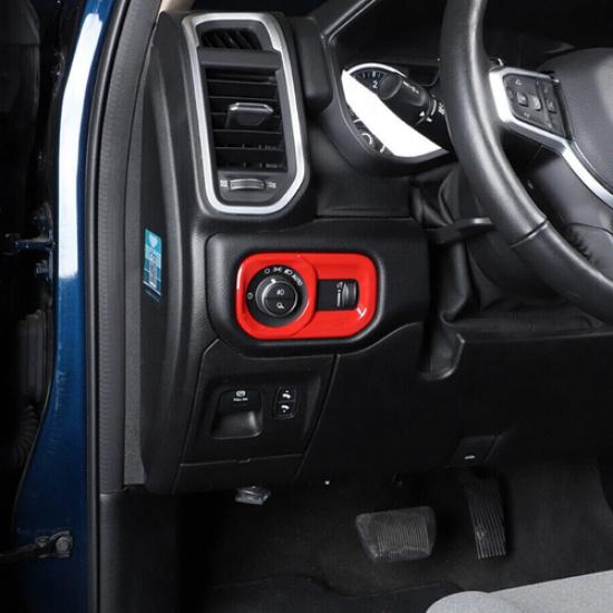 For -2025 Dodge Ram 1500/2500/3500 Red Interior Headlight Switch Cover Trim