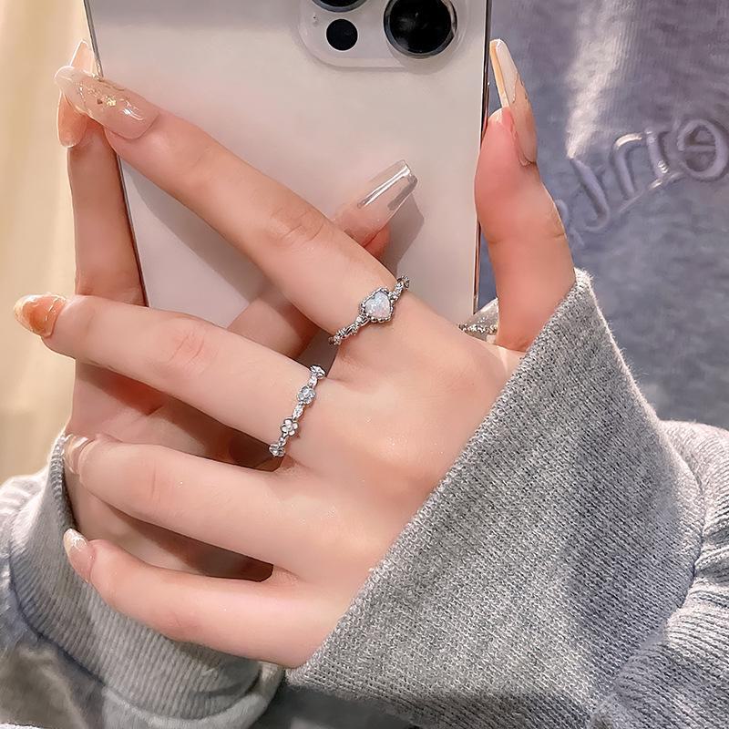 Корейское регулируемое кольцо с кристаллом циркония и жемчугом для женщин