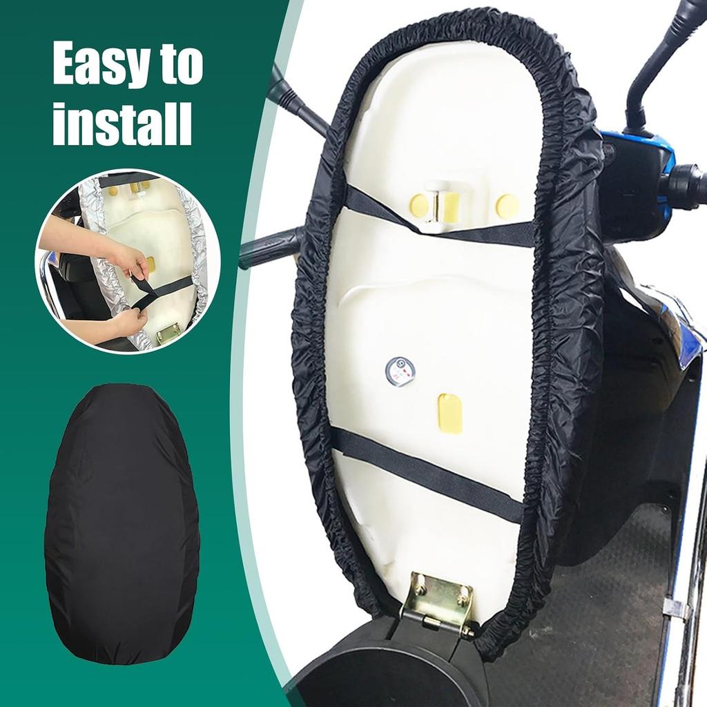 2 PC Motorcycle Seat Cover, 27.55" x 45.27" Oxford Cloth Rainproof Heat Insulation Seat Cover, Lightweight and Durable Motorcycle Accessories