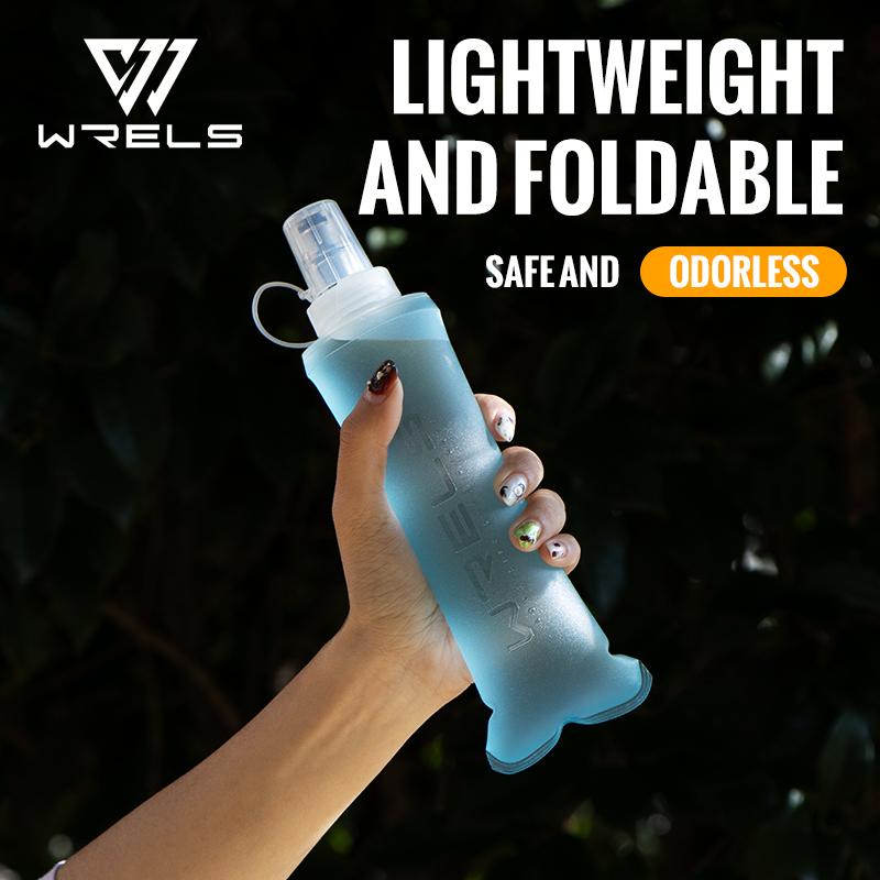 WRELS Running Water Bottle Soft Flask Folding Collapsible Water Bottle TPU BPA-Free Camping Hiking Travel Folding Water Bottle