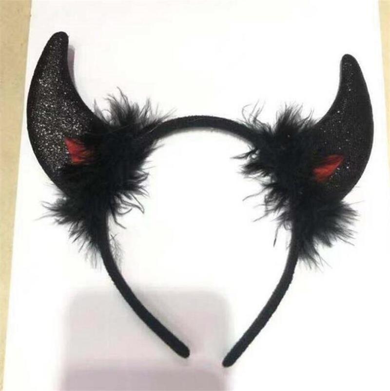 Повязка на голову для Хэллоуина и Рождественской вечеринки с белым пером, рожками ангела и демона, для костюма и праздничного декора