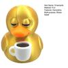 3D Printed Coffee Duck Collectible Figurine, Detailed Gold Duck Holding Coffee Cup Desk Decor for Colleagues And Friends
