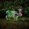 Garden Decoration Cow Statues Outdoor Golden Cow Puppy Statue with Solar Outdoor Figurine Light for Garden Patio