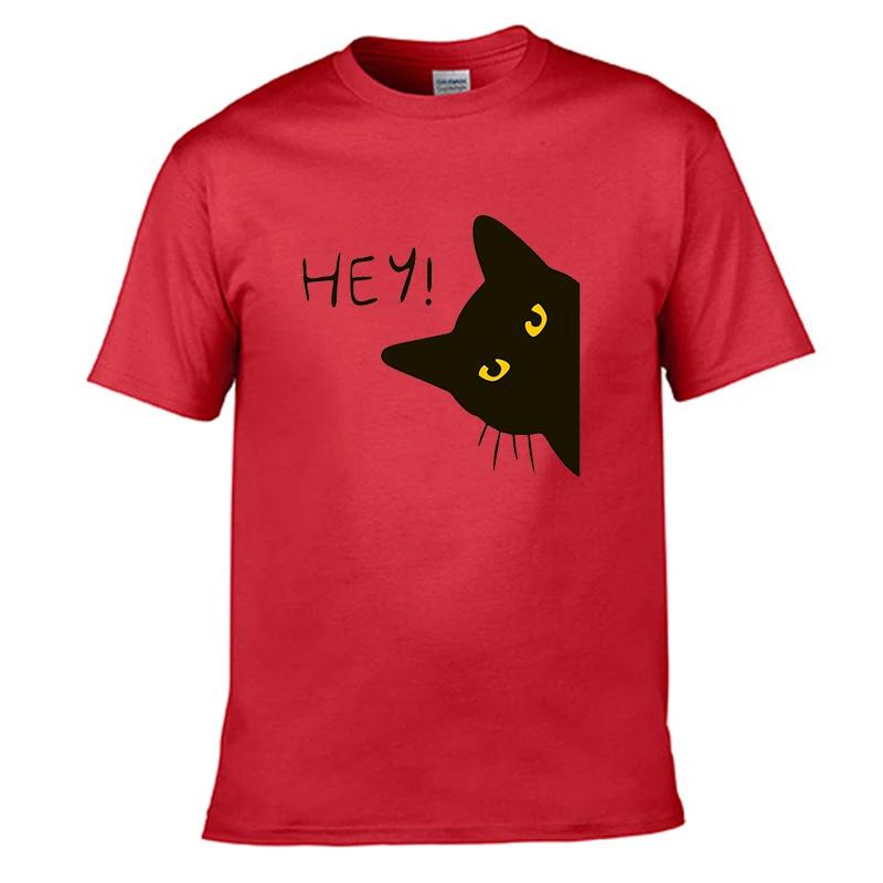 Say Hey Cat Pattern Printing Мужчины Женщины Футболка с принтом Уличная одежда Модные топы Спортивная одежда