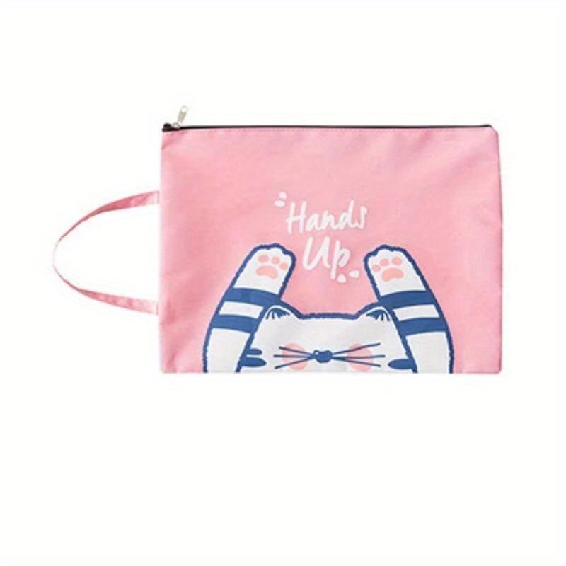 1 шт. креативная портативная мультяшная милая сумка для документов с изображением кота на молнии для школы, офиса, канцелярских принадлежностей