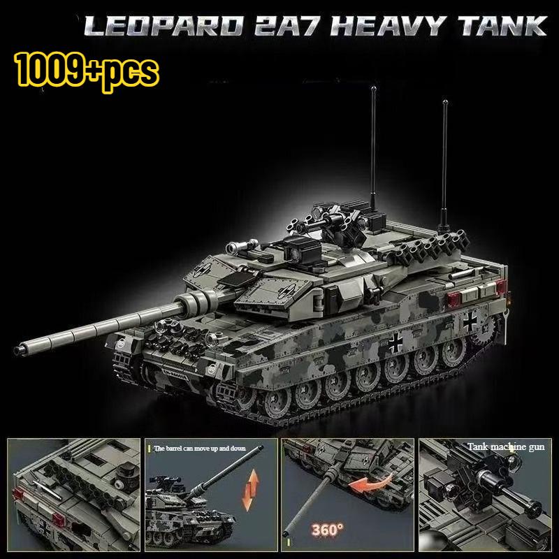 Military WW2 MOC Leopard 2A7 Army Main Battle Tank Soldiers Building Blocks Bricks M1 T90M Tank Kits For Kids Boys Gifts