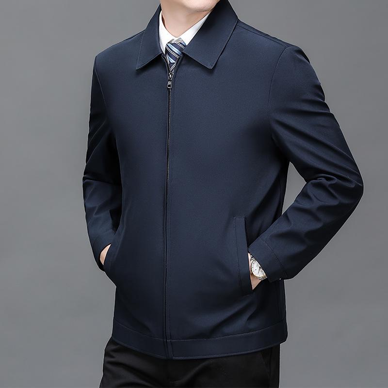 Мужская административная куртка в стиле business casual для межсезонья с подкладкой из плюша для мужчин среднего возраста
