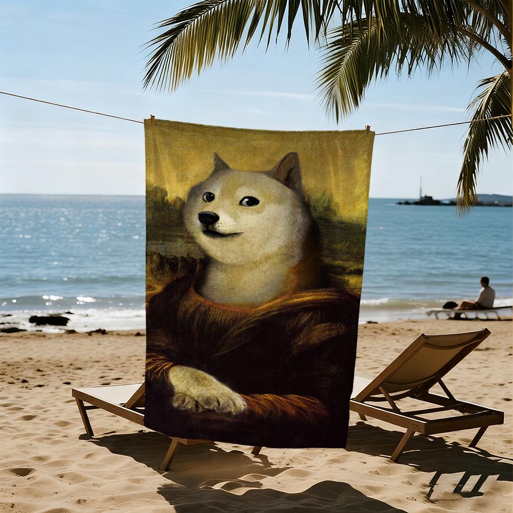 M-mona L-lisa funny art Towel Large Quick-Drying Microfiber soft Beach Towel for Travel Fitness Sauna Bathing Camping