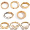 Ingemark 8 Styles Vintage Creative Gold Color Geometric Bangles Women Men Large Imitation Pearl Wide Cuff Bangles Jewelry Gift