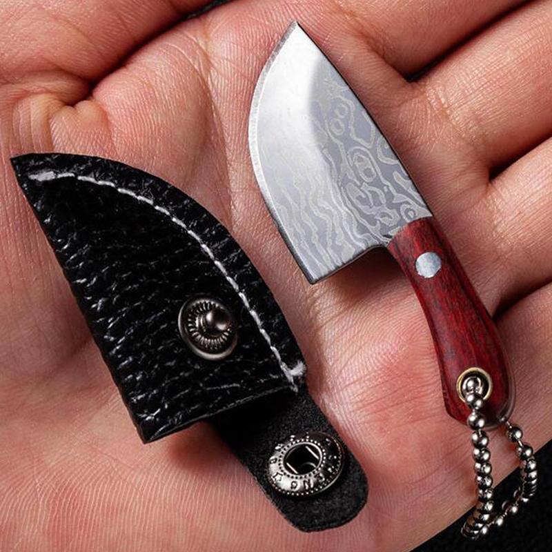 4 шт./набор карманных мини-ножей с дамасским узором для кухни, очистки, распаковки, резки, брелок, ножи, портативный брелок-подвеска