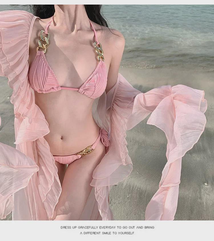 Элегантное французское романтическое солнцезащитное платье-кардиган для отдыха на море