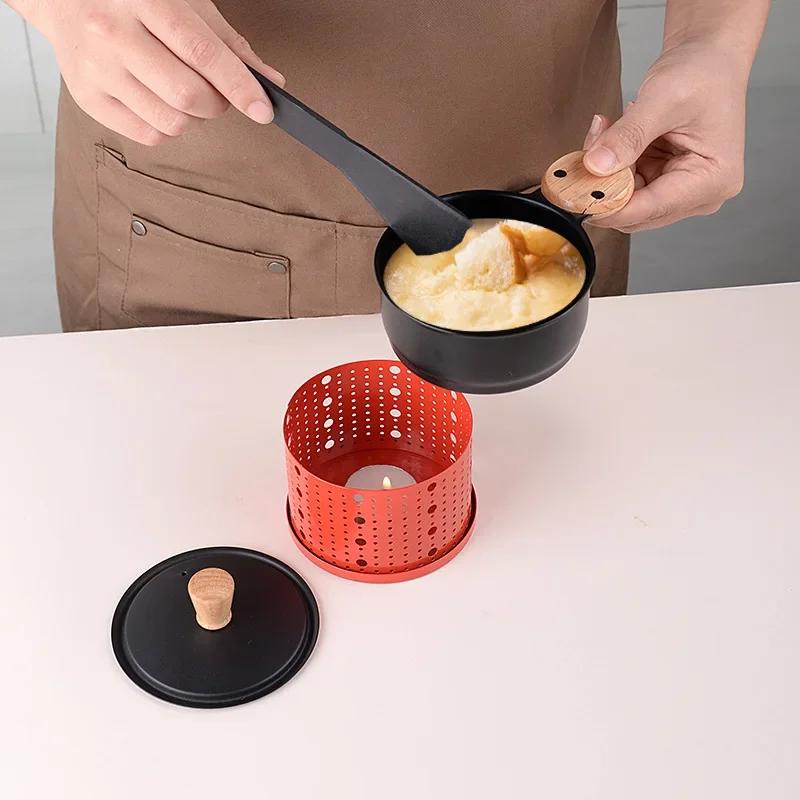 Cheese Raclette Fondue Pot Table Grill Cheese Ice Cream Chocolate Melting Hotpot Porcelain DIY Fondue Set Butter Melter Warmer