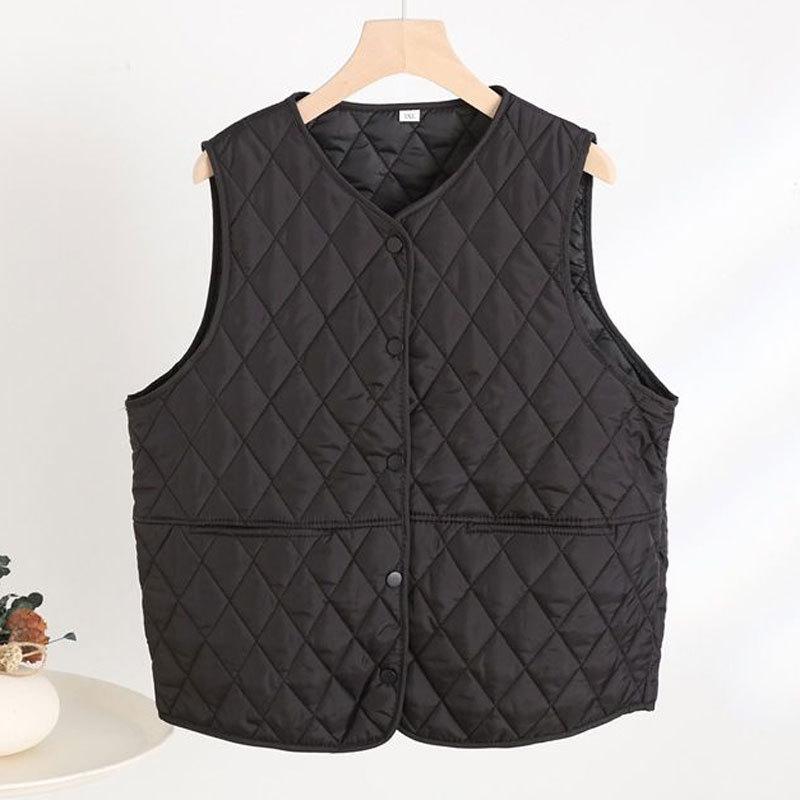 Spring, Autumn and Winter Down Cotton Vest Women's Light and Warm Vest Vest Loose Short Cotton Jacket Liner Elderly Man