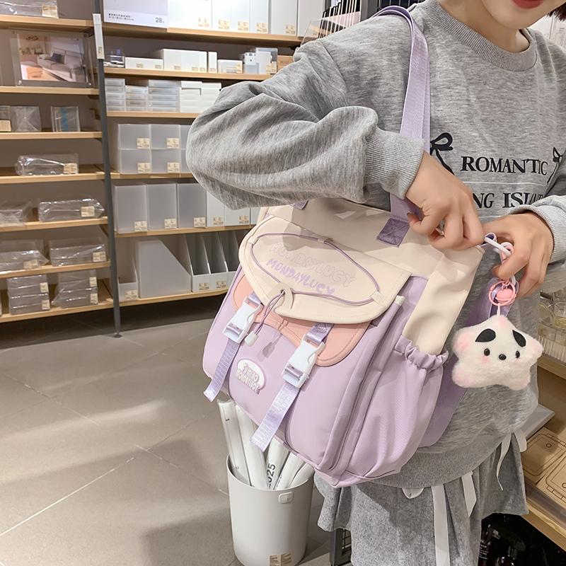 Сумка через плечо с цветными блоками, женская, большая вместительная сумка-тоут, легкая сумка, студенческая сумка через плечо