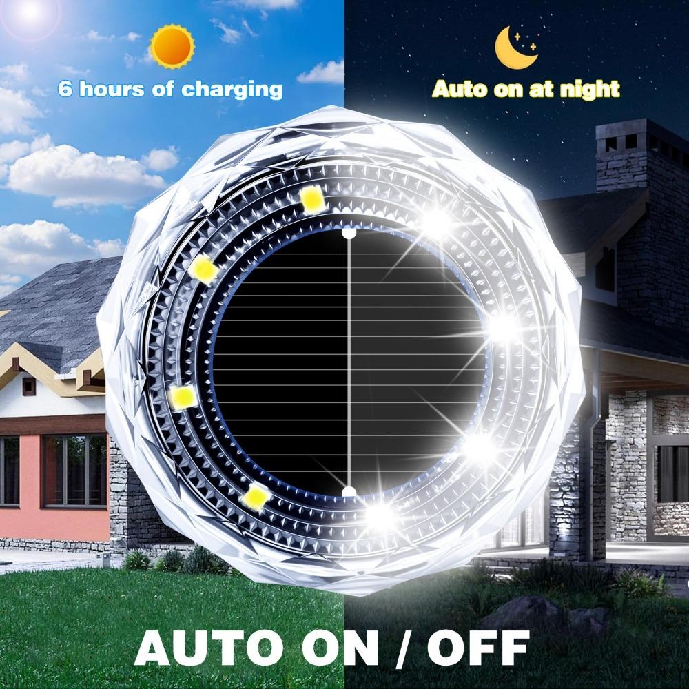 2 шт. Солнечный дисковый светильник на солнечной батарее, водонепроницаемый, садовый, уличный, подземный, лампа для дома