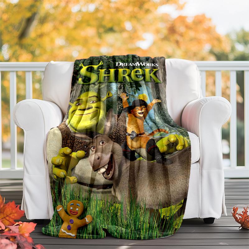 Shrek Theme Printed Blanket - Perfect for Couch, Bed, Travel & Outdoor Use | Machine Washable, Cozy & Durable.