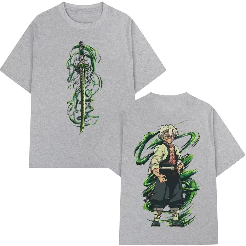2026 Anime Demon Slayer Wind Hashira Shinazugawa Sanemi Graphic T-shirt Unisex Women Cartoon Casual Cotton Ins Y2k
