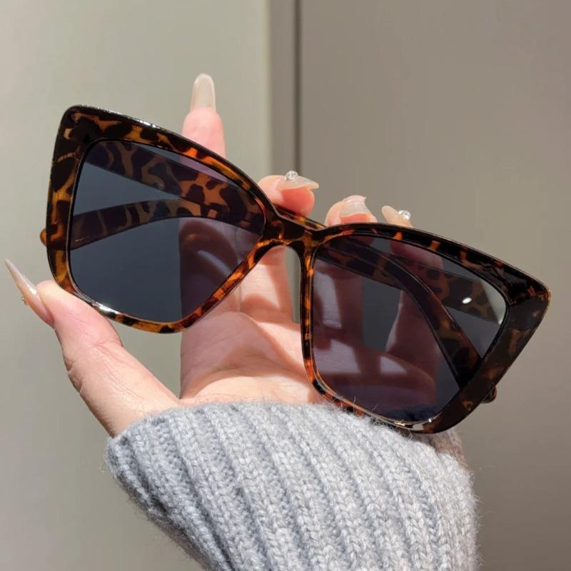 Fashion Street Shooting Cat Eye Sunglasses Photo Props Leopard Square Frame Sun Glasses Uv400 Protection Eyewear For Women