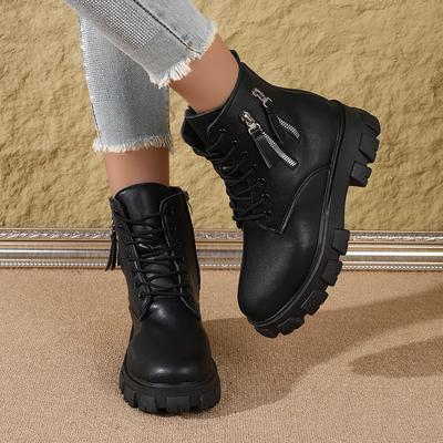 Новые женские ботильоны в британском стиле - ботильоны на платформе и массивном каблуке со шнуровкой, из мягкой кожи, для осени/зимы