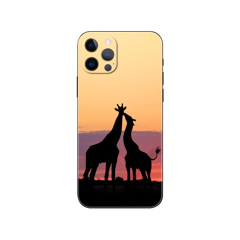 Красивый чехол для телефона с изображением жирафов для iPhone 5 5s 2020se 6 6s 7 8 plus x 10 XR XS 11 12 13 mini pro MAX, черная задняя крышка из ТПУ