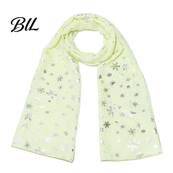 Lightweight Winter Layering Glitter Sparkly Foil Snowflake Print Scarf for Women, Christmas Warm Fashionable Neckwear Theme Shawl Wrap, Fall