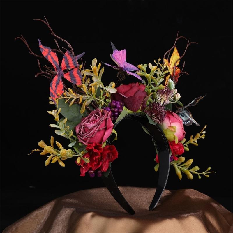 Ободок-fascinator с бабочкой Королевская бабочка Ободок с бабочкой Короны Головной убор для женской чайной вечеринки Костюм на Хэллоуин