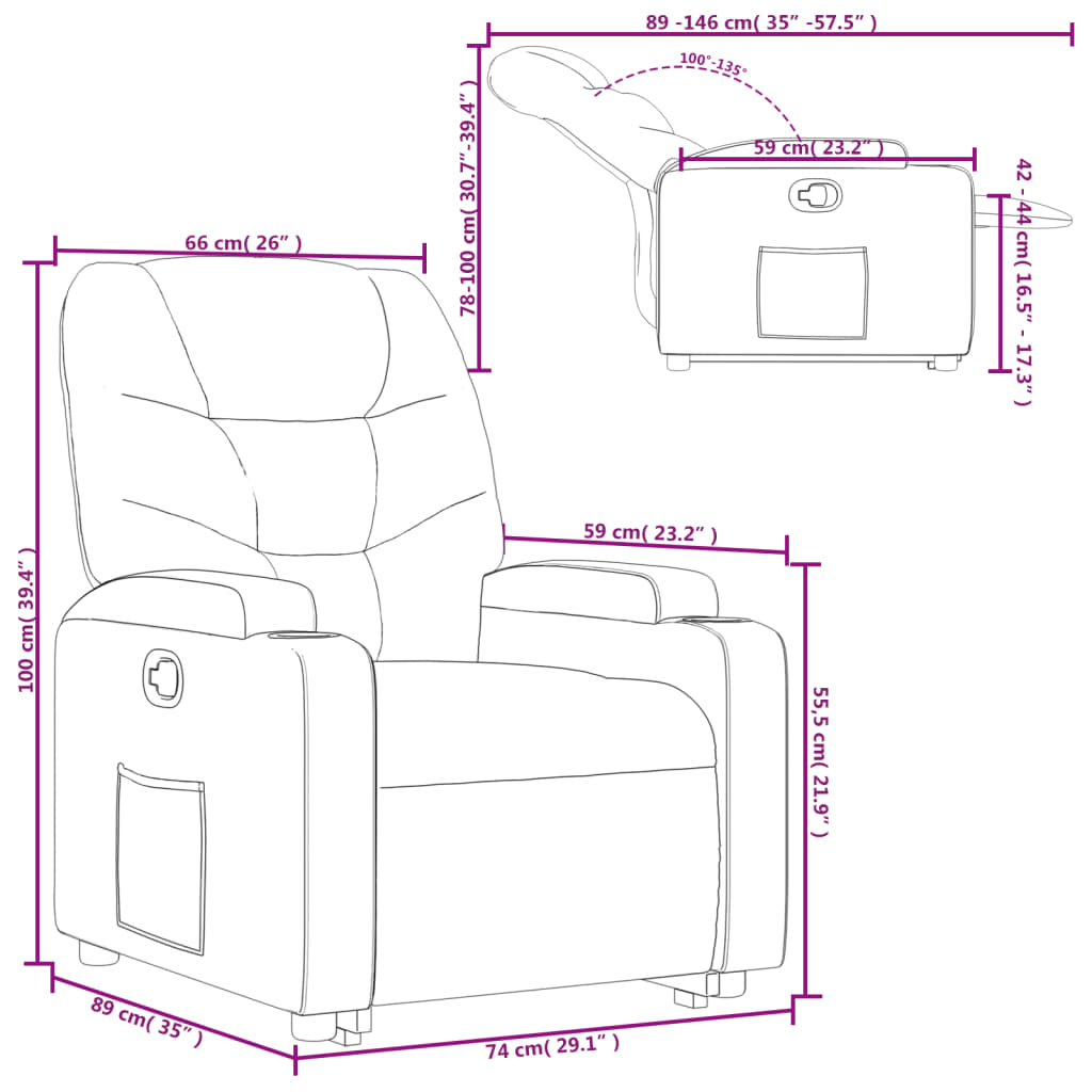 Recliner with Rising Function Red PU Leather