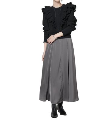 Макси-юбка Nano Universe Satin Flare может сочетаться с другими Small 023 Charcoal (Может предметы) Женские 669-5230306