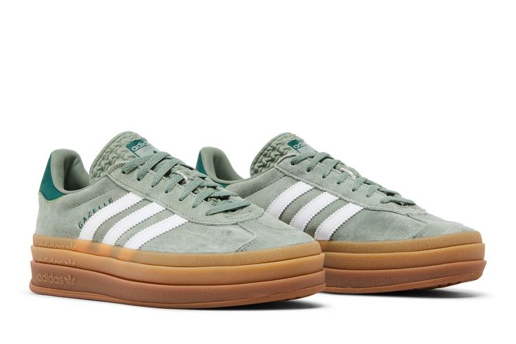 Women's Sneakers adidas Gazelle Bold Silver Green Gum (Womens) Silver Green/Cloud White/Collegiate Green