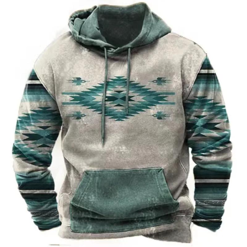 Зимняя мужская толстовка с капюшоном Harajuku Ethnic Wind Graphics Retro Clothes Pullover Shirt Casual Street Loose Casual Hoodie