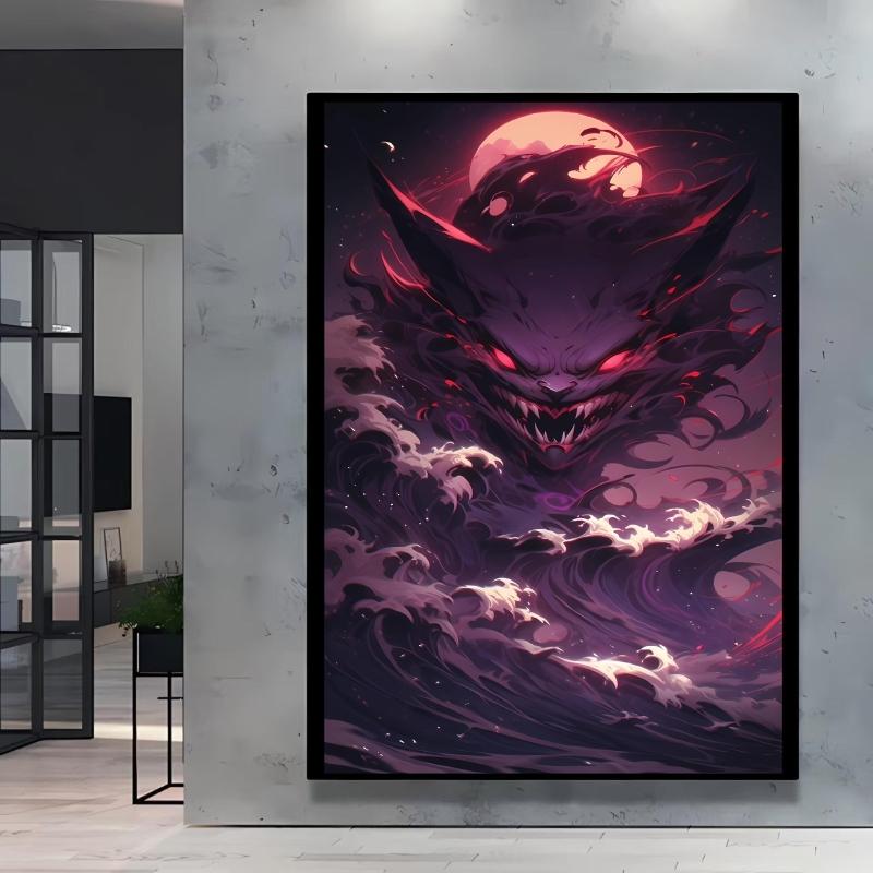 Canvas Artwork Painting Pokemon Gengar Poster Hd Prints Cartoon Character Picture Classic Modern Home Living Room Wall Decor