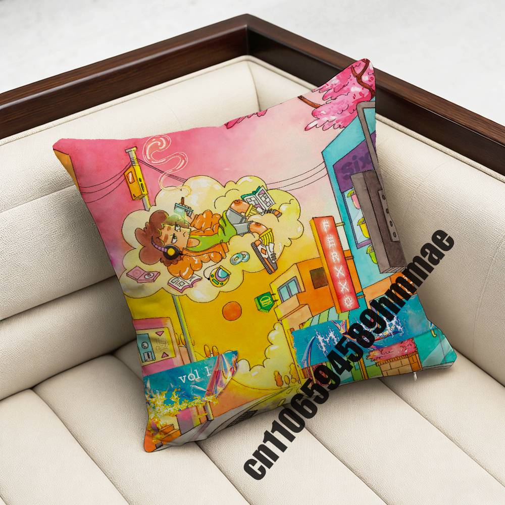 For F-Feid El Green Print La Saga Disc 4 Throw Pillow Case Sham 45X45Cm 35X35Cm Square Bedroom Pillowcase Cushion Cover