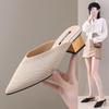 Flying Woven Bag Head Slippers Women's 2025 Spring and Autumn New Fashion Middle Heel Pointed Head Thick Heel Lazy Person One Foot Half-tray Shoes