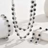 Women Inlaid Rhinestone Chain Necklace Earrings Bracelet Wedding Party Festival Gift