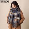 Autumn and Winter Women's Scarf Grid Pattern and Tassel Warm Scarf for Couples Thickened Long Warm Scarf