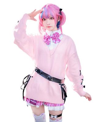 Hololive Минато Аква Косплей Хэллоуин VTuber Новый Костюм Униформа [Milky Time] (Версия кардигана)