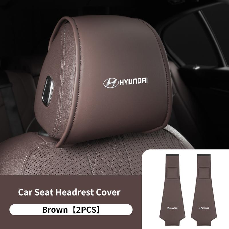 1/2PCS Leather Car Seat Headrest Protective Cover Interior Accessories For Hyundai I30 I20 IX35 I40 Tucson Getz Veloster Kona XX42