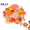 Autumn Theme Window Display Artificial Scarecrow Wreath for Front Door, 15.7 Inch Sunflower Maple Leaf Halloween Decor Garland with Realistic Flowers