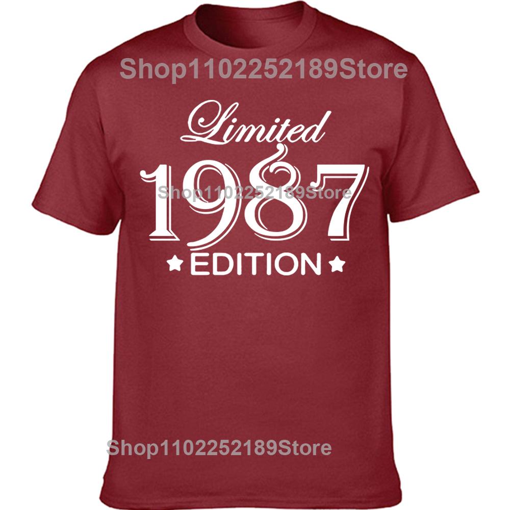 Novelty Awesome 1987 38 Years Old T Shirts Tee Tops Round Neck Short-Sleeve Fashion Tshirt Clothing Casual Basic T-shirts