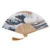 Elegant Janpanese Style Painted Waves Retro Bamboo Folding Fan Home Office Decoration(#1)