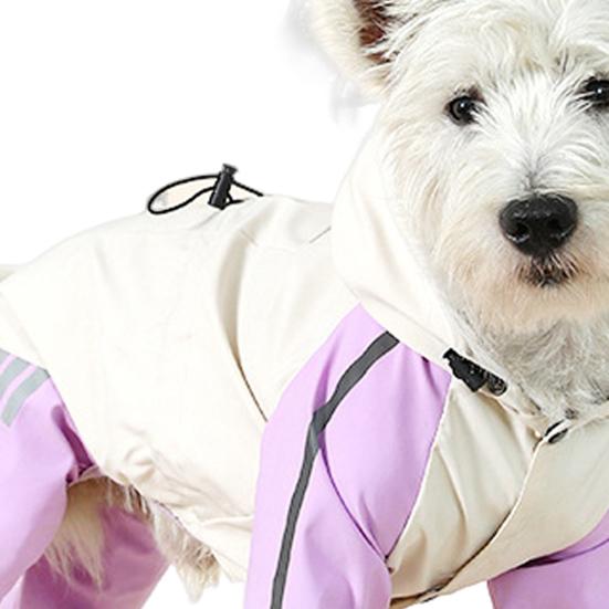 Дождевик для собак, водонепроницаемый дождевик с капюшоном, пончо с полным покрытием, светоотражающими полосками и отверстием для поводка для маленьких и средних собак